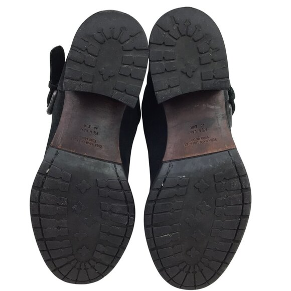 Vera Wang Lavender Uma Embellished Combat Moto Leather Mid-Calf Boots Womens 9.5 - Picture 11 of 14